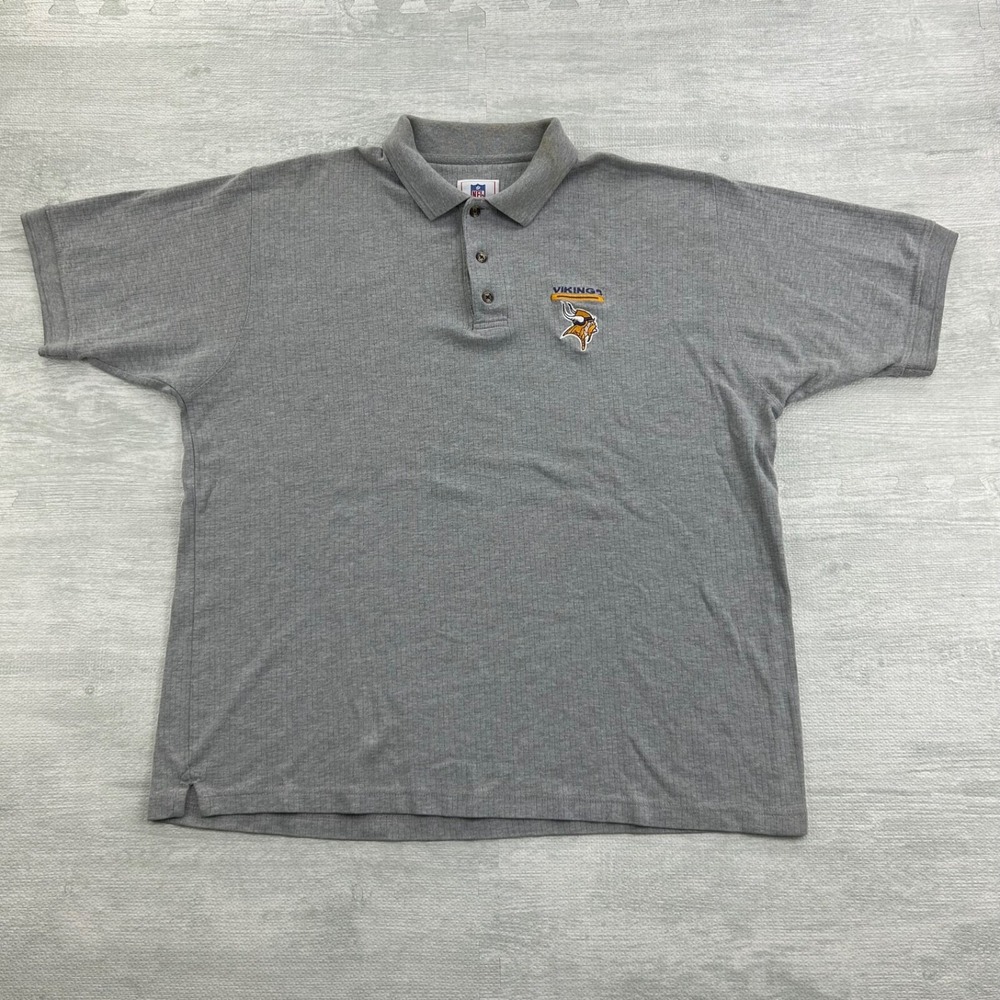 Vintage 90s Minnesota Vikings Polo‎ Shirt Size XXL Gray NFL Logo Embroidered